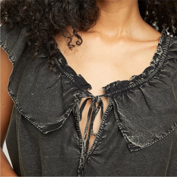 NWT Free People Far Out Ruffle Top / Black - Picture 4 of 7